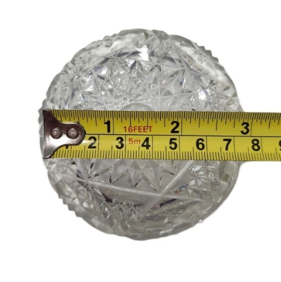 Vintage Cut Glass Dresser/Vanity Jar Textured Glass with Intricate Design - Picture 10 of 14